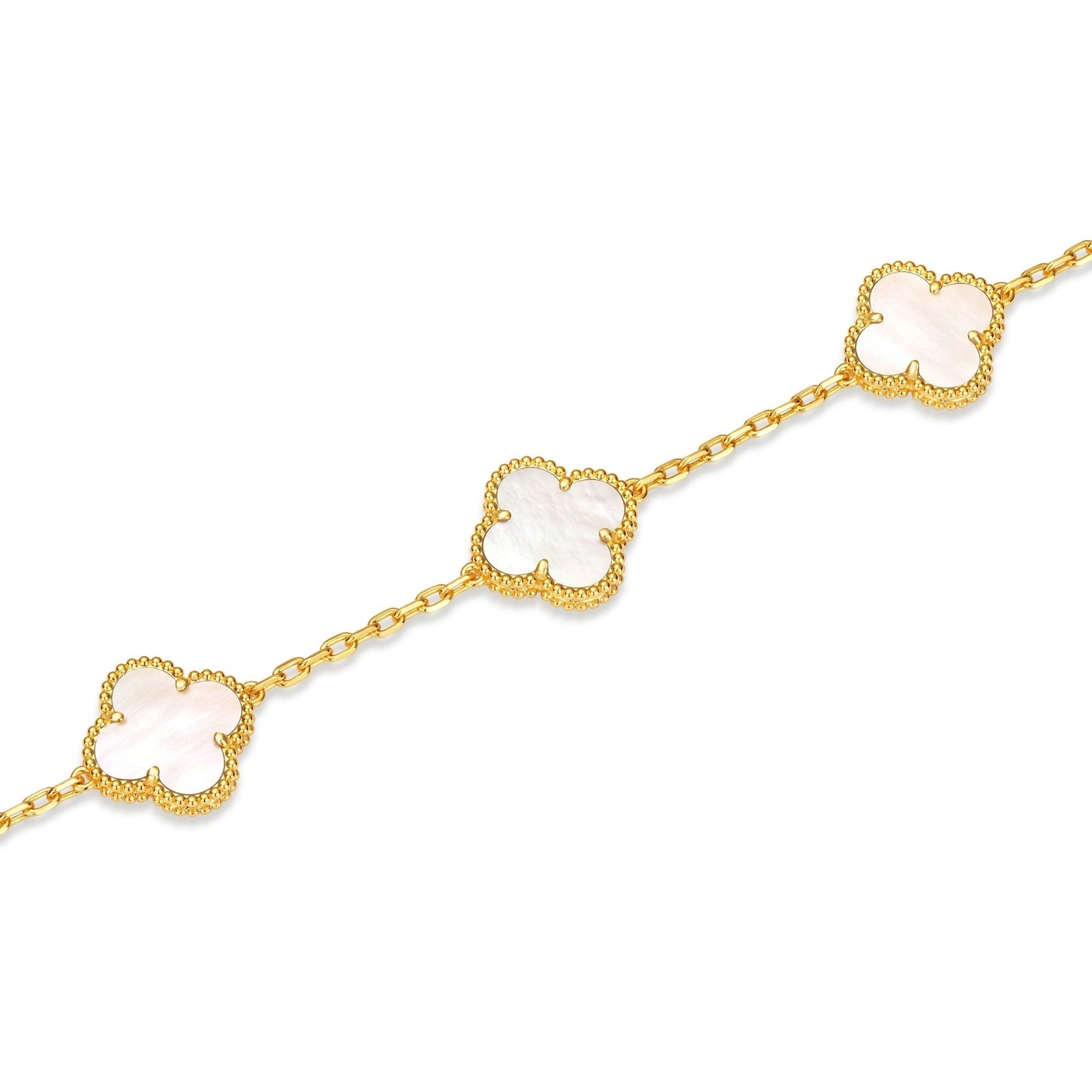 Klaverblad Armband – 925 Zilver, 18k Goud Verguld