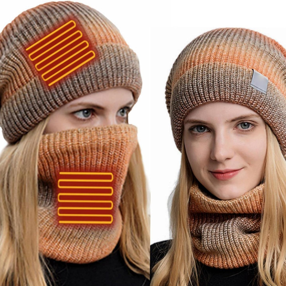 Conjunto acogedor 2 en 1 de gorro y bufanda con calefacción USB para invierno