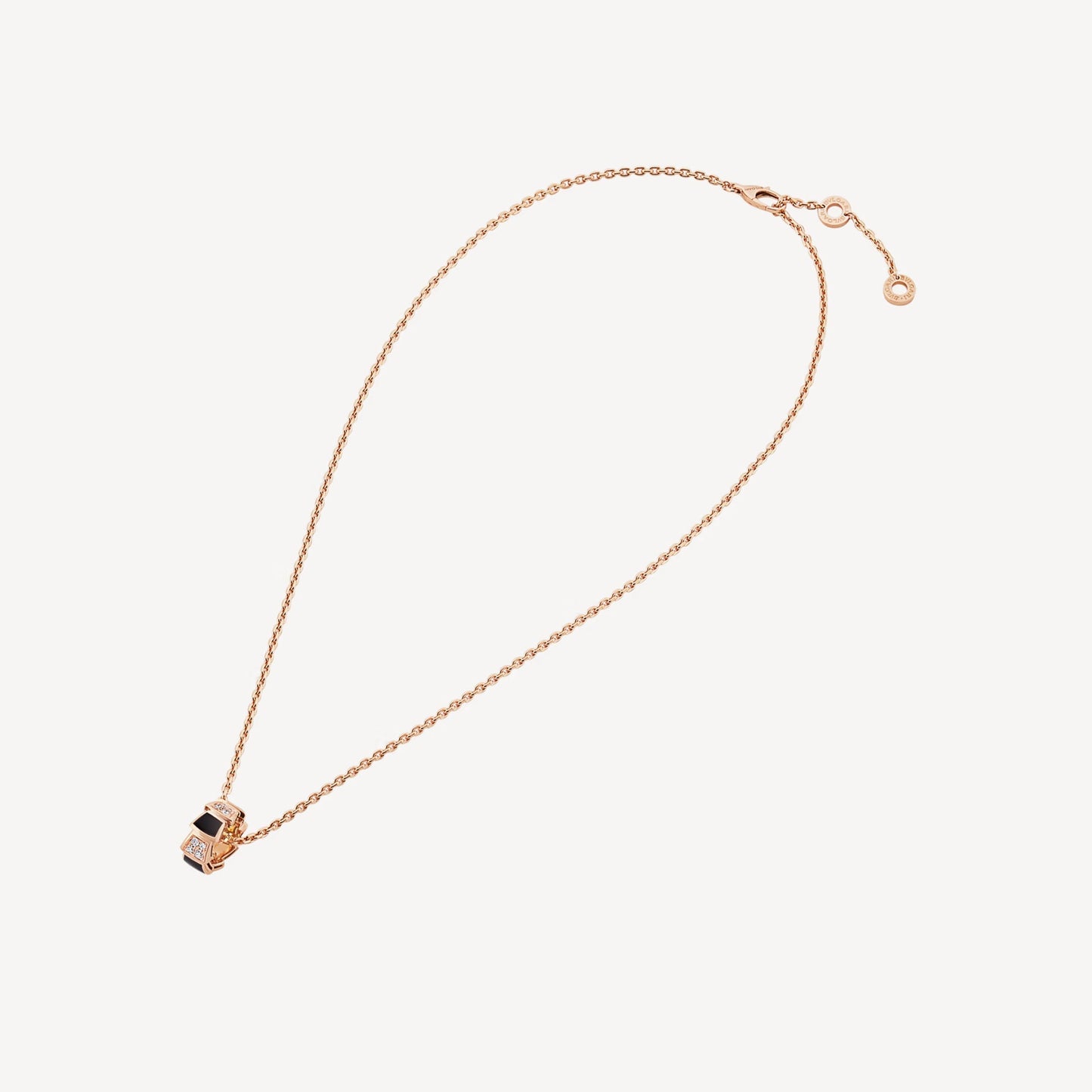 Serpenti Necklace, 925 Silver, 18K Rose Gold Plated, Black Onyx