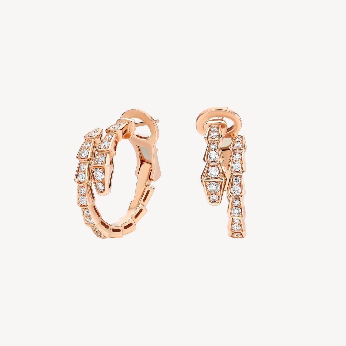 Serpenti Earrings – 925 Silver, 18k Rose Gold Plated with Cubic Zirconia