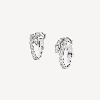 Serpenti Earrings – 925 Silver, 18k White Gold Plated with Cubic Zirconia