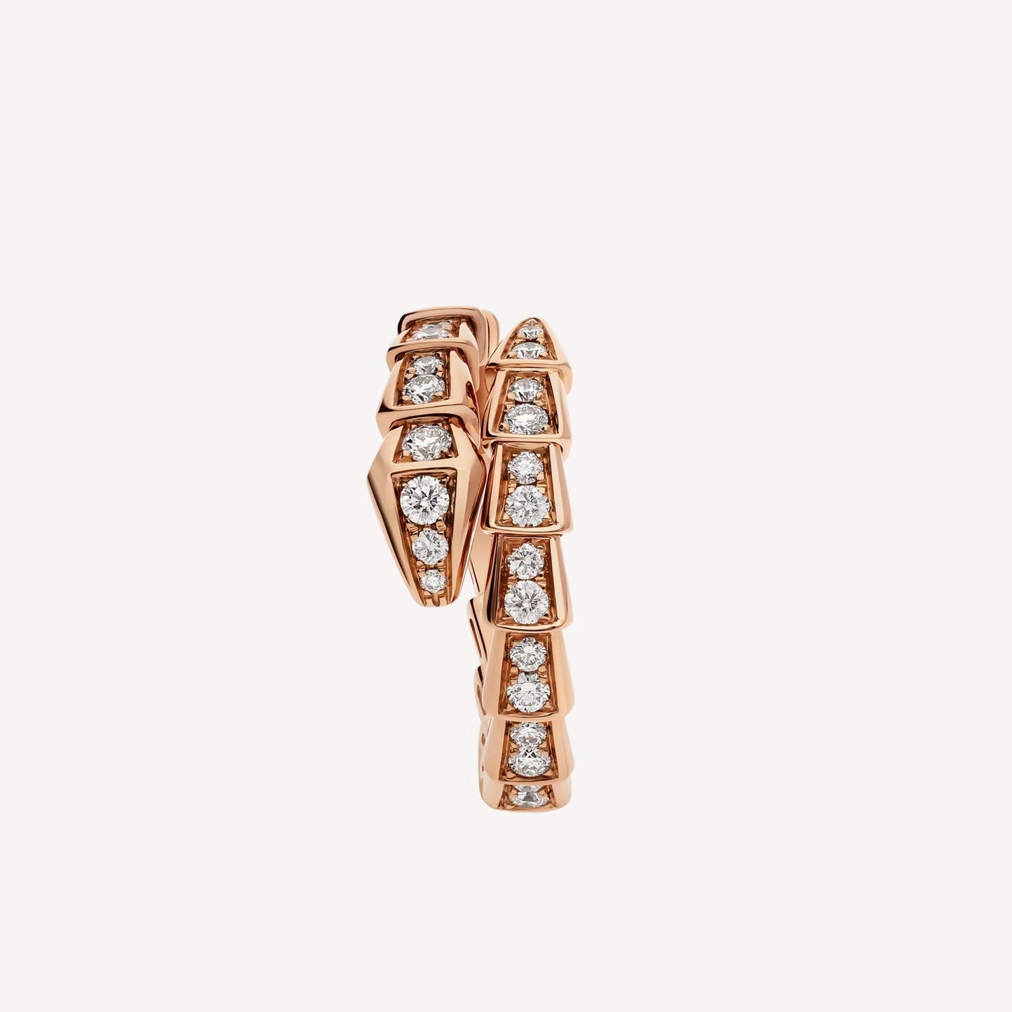 Serpenti Ring, 18K Rose Gold Plated with Cubic Zirconia Pavé