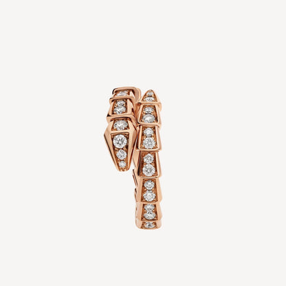 Serpenti Ring, 18K Rose Gold Plated with Cubic Zirconia Pavé