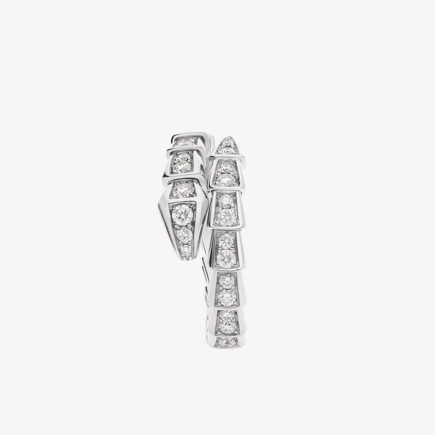 Serpenti Ring, 18K White Gold Plated with Cubic Zirconia Pavé