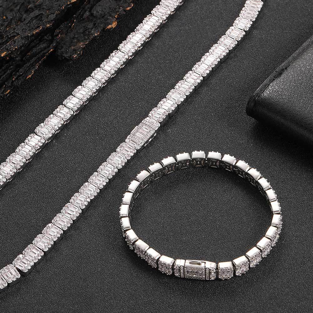 Baguette Tennis Bracelet – White Gold, 8mm