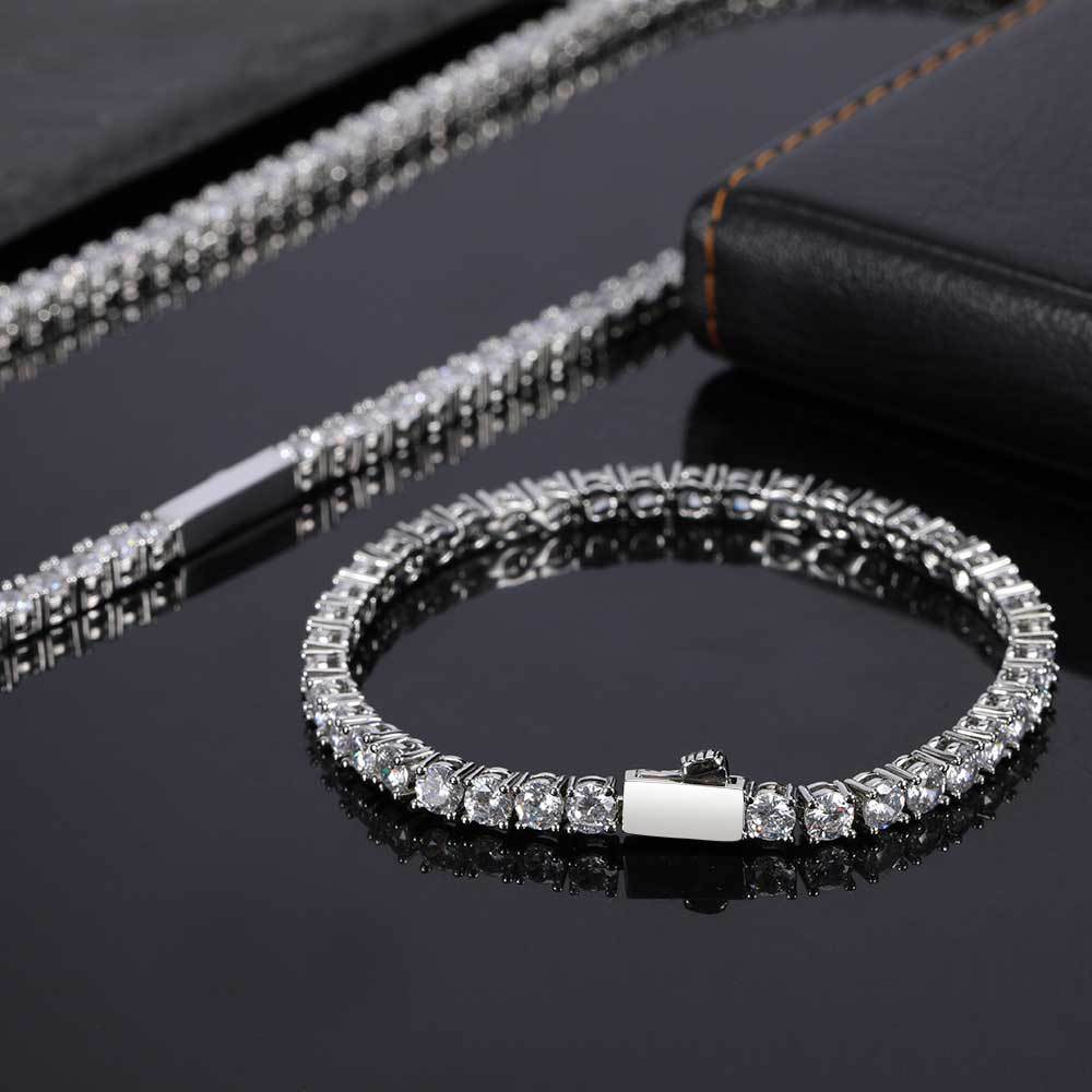 Round Cut Tennis Bracelet – White Gold, 5mm