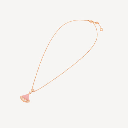 Divas’ Dream Necklace, 925 Silver, 18K Gold Plated, Pink Agate