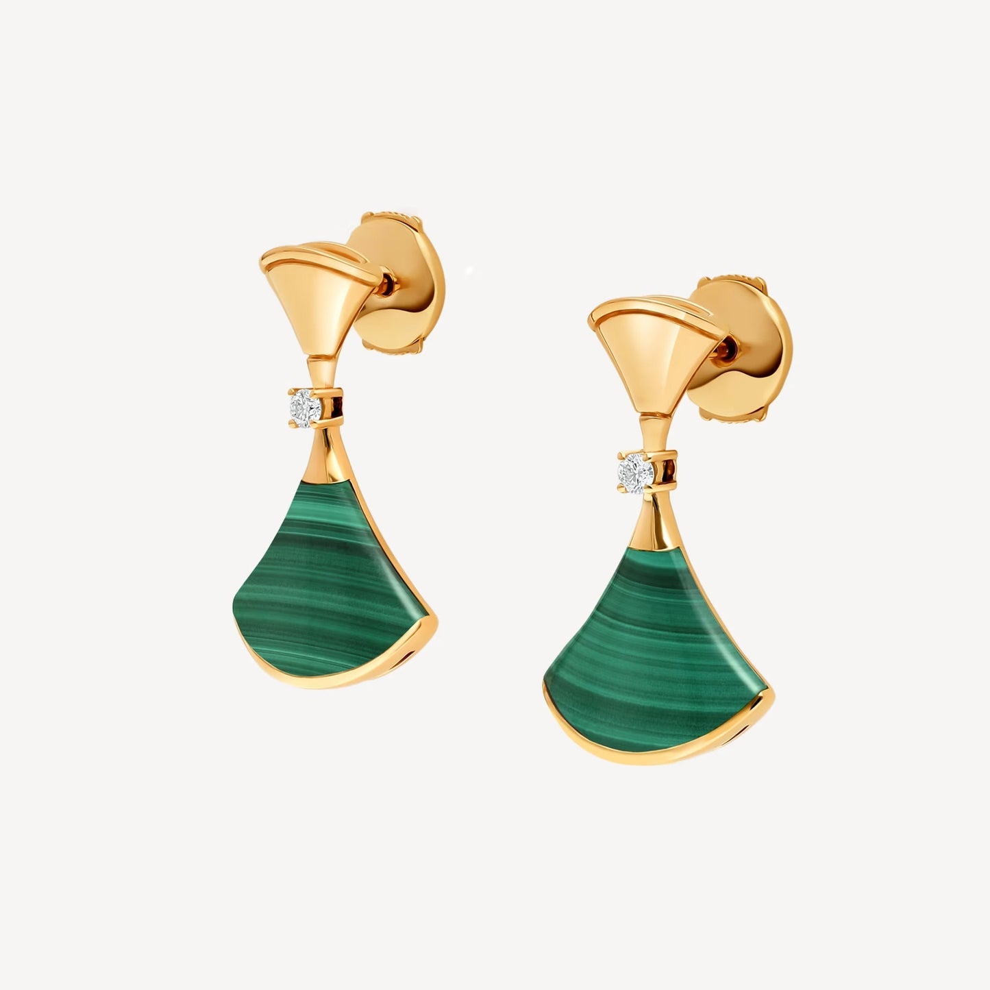 Divas’ Dream Earrings – 925 Silver, 18k Yellow Gold Plated with Green Agate