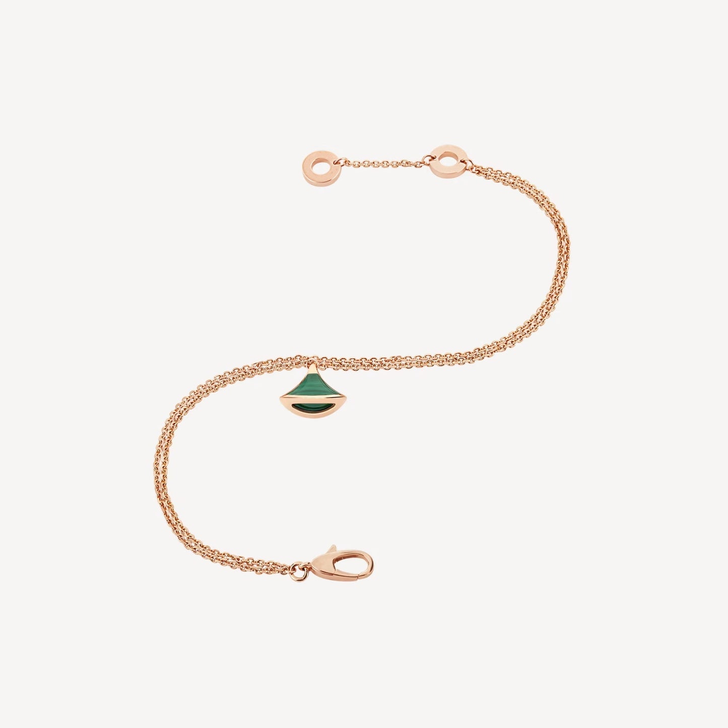Divas' Dream Bracelet – 925 Silver, 18k Rose Gold Plated, Green Agate