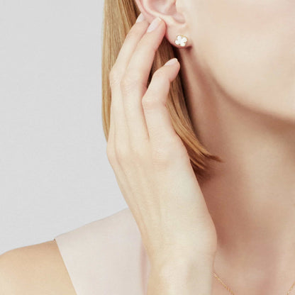 Clover Leaf Ear Studs – 925 Silver, 18k Yellow Gold Plated