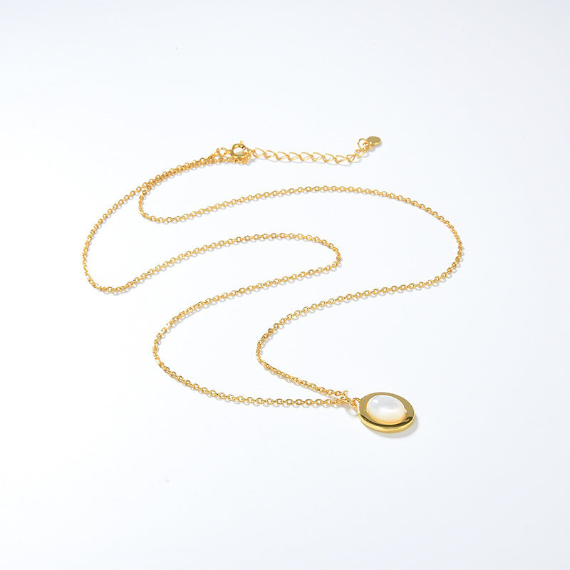 Natural Moonstone Necklace, 925 Silver, 18K Gold Plated