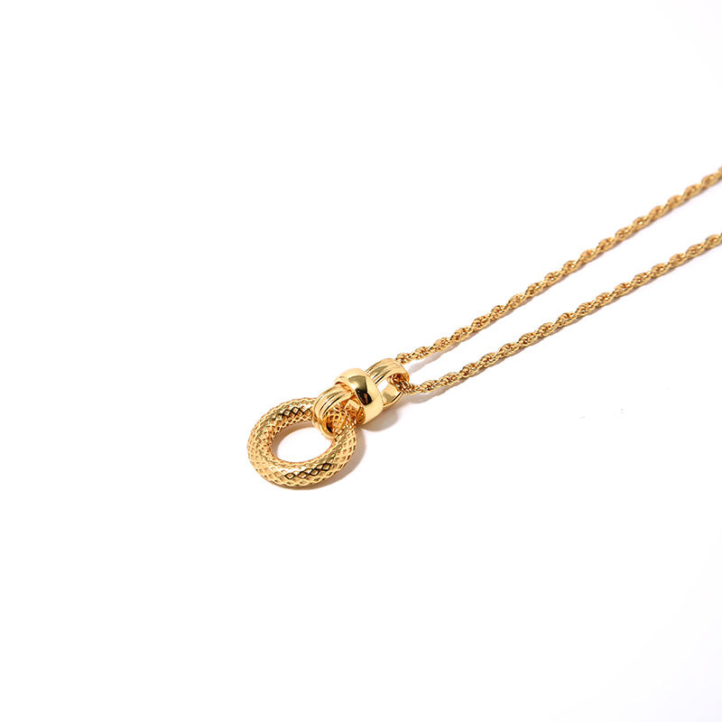 Circular Pendant Necklace, 925 Silver, 18K Gold Plated