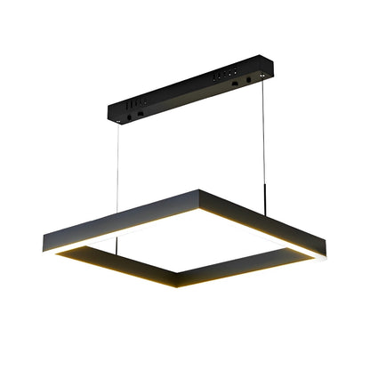 Square Stepless Dimming LED Black Modern Chandelier with Remote Control