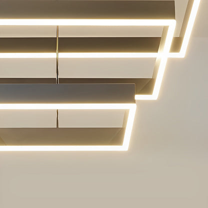 Square Stepless Dimming LED Black Modern Chandelier with Remote Control