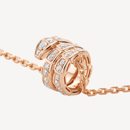 Serpenti Necklace, 925 Silver, 18K Rose Gold Plated, Cubic Zircon Pave