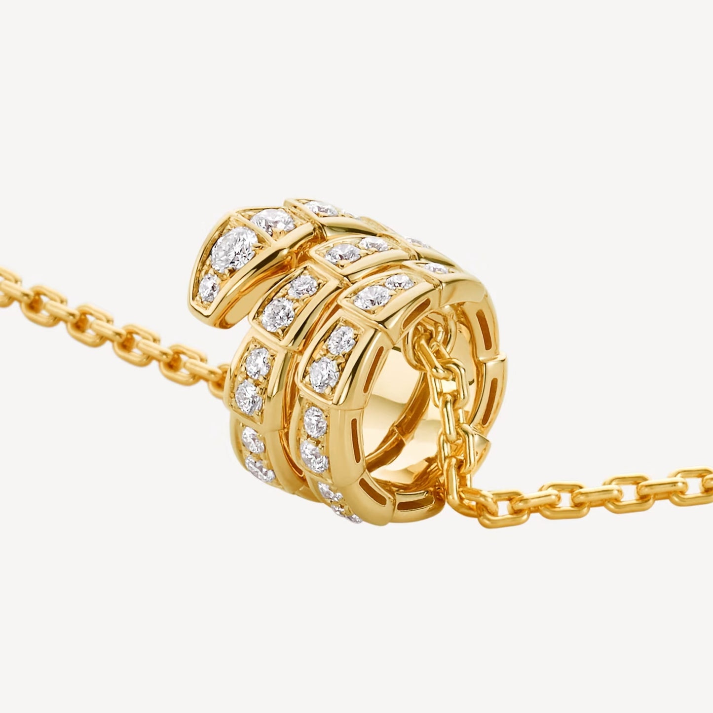 Serpenti Necklace, 925 Silver, 18K Yellow Gold Plated, Cubic Zircon Pave