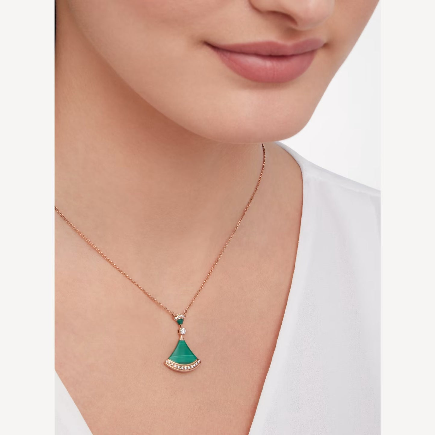 Divas’ Dream Necklace, 925 Silver, 18K Gold Plated, Green Agate