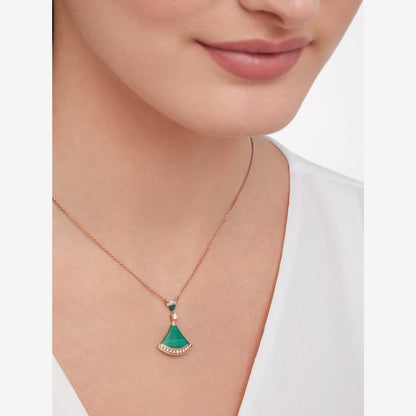 Divas’ Dream Necklace, 925 Silver, 18K Gold Plated, Green Agate