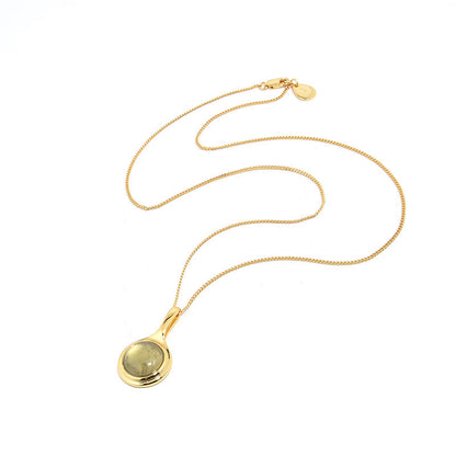 Natural Grape Stone Long Necklace, 925 Silver, 18K Gold Plated