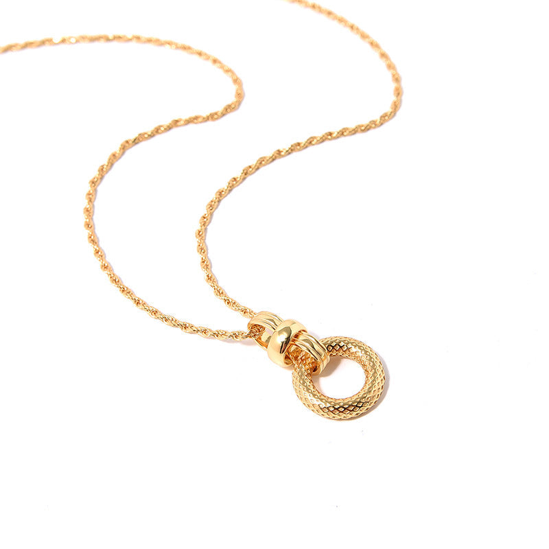 Circular Pendant Necklace, 925 Silver, 18K Gold Plated