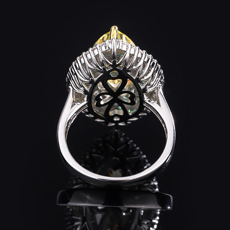 Tear Eye Diamond Ring, 925 Silver with Cubic Zirconia