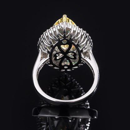 Tear Eye Diamond Ring, 925 Silver with Cubic Zirconia