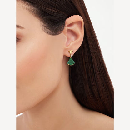 Divas’ Dream Earrings – 925 Silver, 18k Yellow Gold Plated with Green Agate