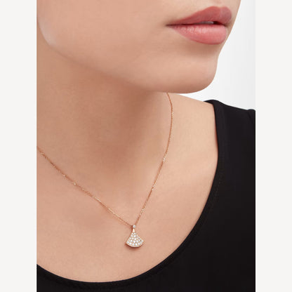 Divas’ Dream Necklace, 18K Rose Gold Plated, Cubic Zircon Pave