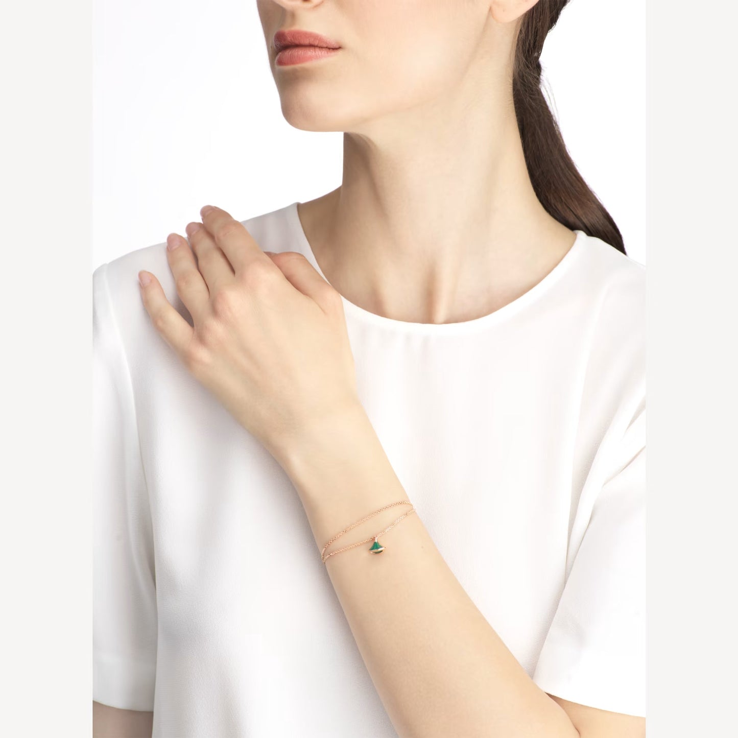 Divas' Dream Bracelet – 925 Silver, 18k Rose Gold Plated, Green Agate