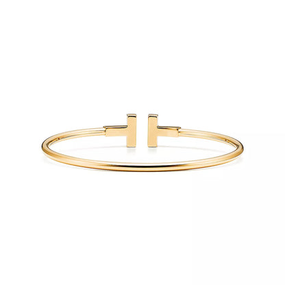 T Bangle – 18k Yellow Gold Plated, Mother of Pearl & Cubic Zircon