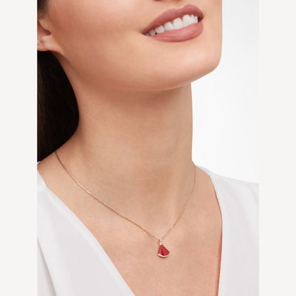 Divas’ Dream Necklace, 925 Silver, 18K Rose Gold Plated, Red Agate