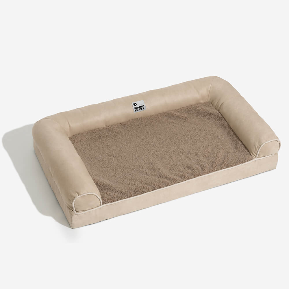 Full support faux fleece and suede orthopedic dog bed