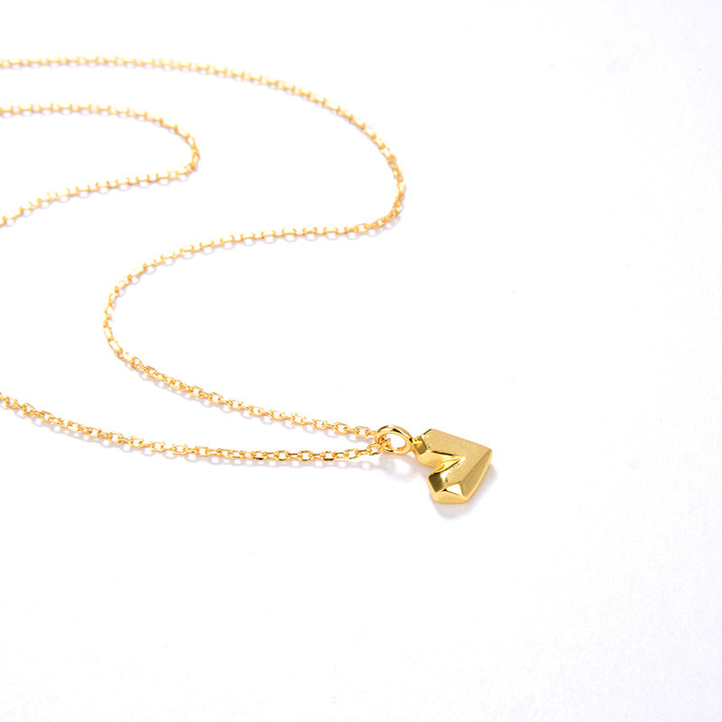 Heart Shaped Necklace, 925 Silver, 18K Gold Plated