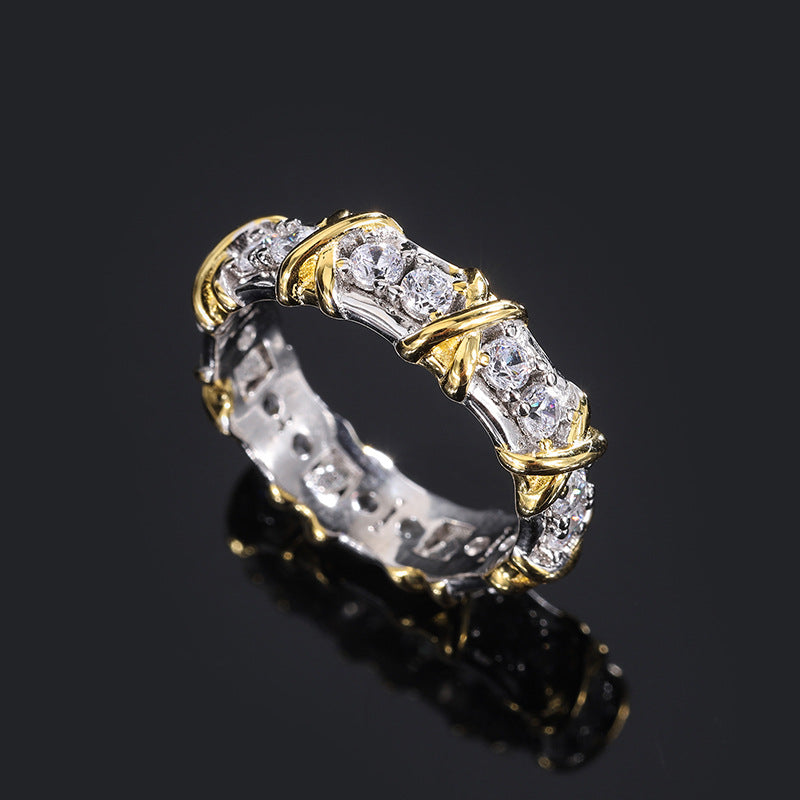 Geometric Shape Ring, 925 Silver with Sparkling Cubic Zirconia