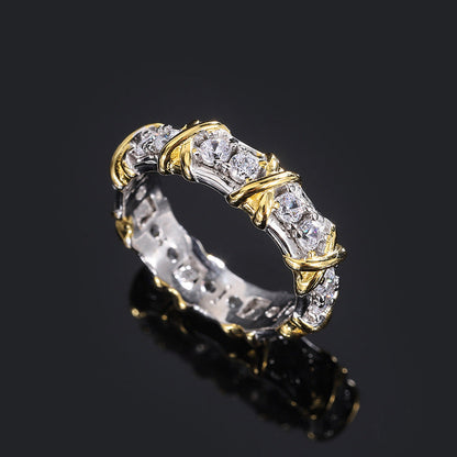 Geometric Shape Ring, 925 Silver with Sparkling Cubic Zirconia