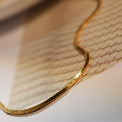 Square Snake Chain Necklace, 925 Silver, 18K Gold Plated