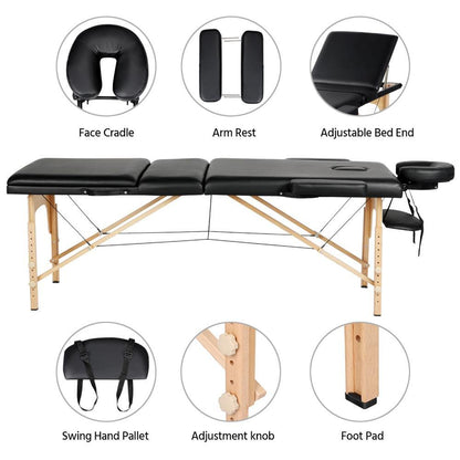 3-Fold Massage Table 84" – Professional Adjustable Spa Bed, Portable Design