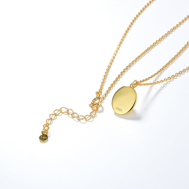 Natural Moonstone Necklace, 925 Silver, 18K Gold Plated