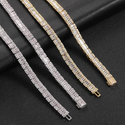 Baguette Tennis Bracelet – White Gold, 8mm