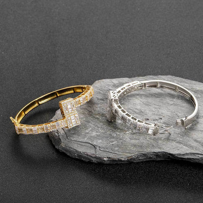 Love Baguette Bangle Bracelet – Gold Plated