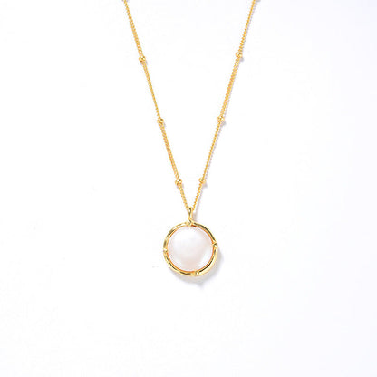Baroque Button Pearl Necklace, 925 Silver, 18K Gold Plated