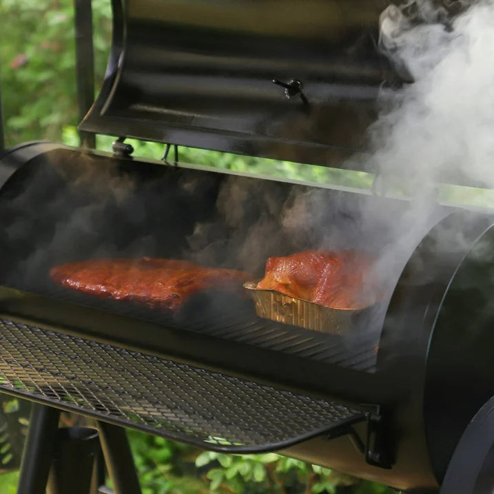 Parrilla doble de carbón para barbacoa con ahumador offset combinado