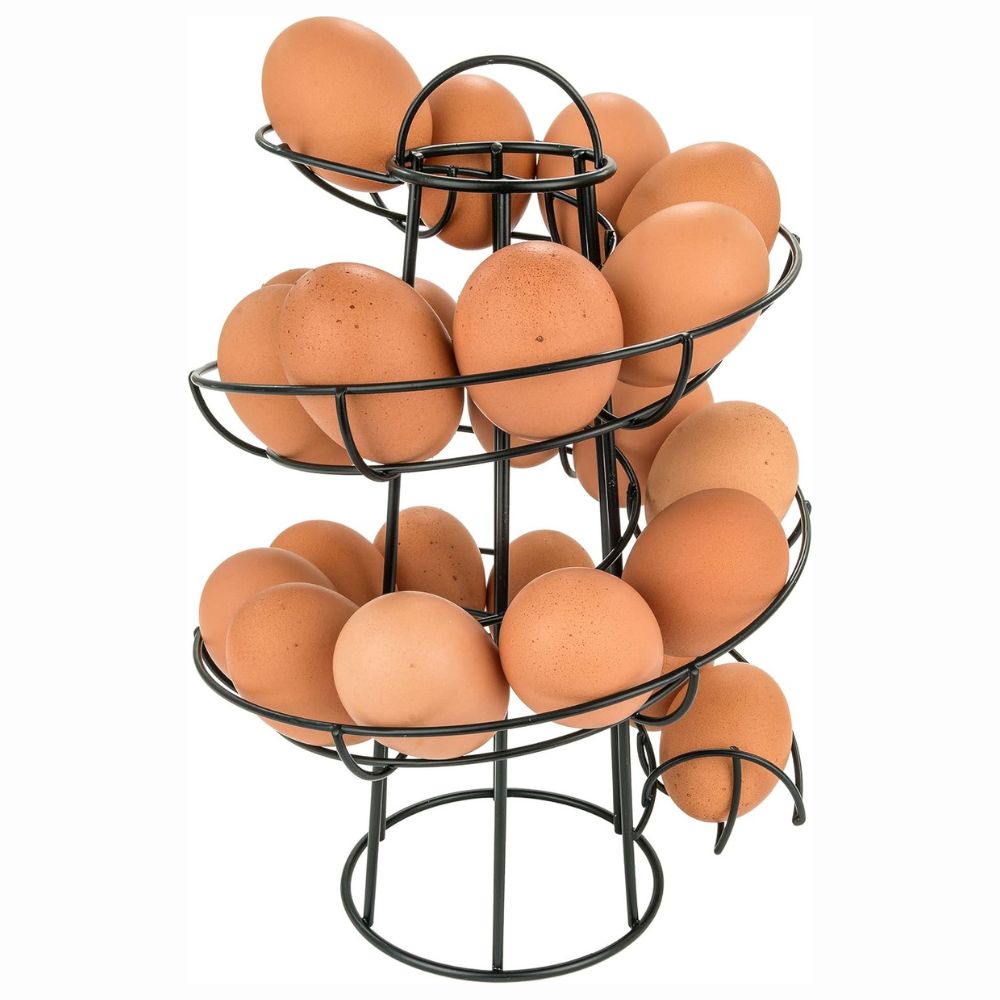 Soporte espiral para huevos y contenedor de almacenamiento