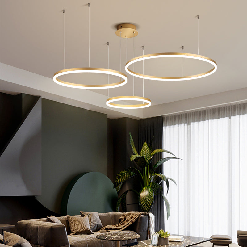 Modern Pendant Light Tir-Circle Black/Gold/Coffee Metal