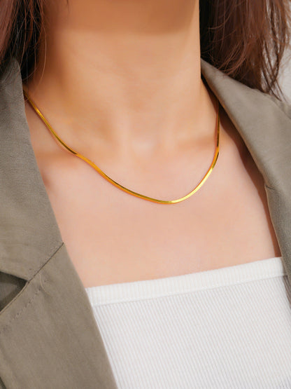 Square Snake Chain Necklace, 925 Silver, 18K Gold Plated