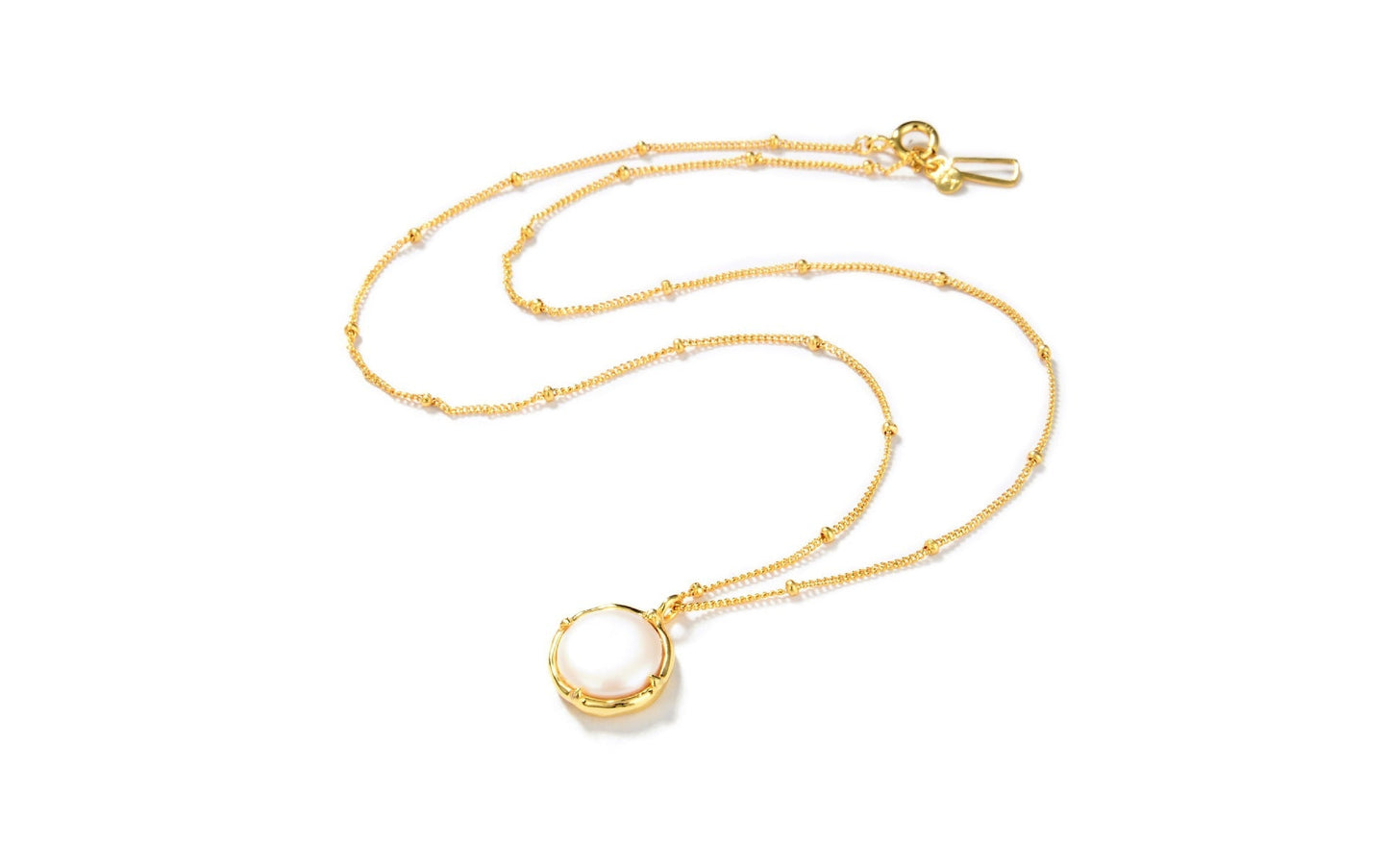Baroque Button Pearl Necklace, 925 Silver, 18K Gold Plated