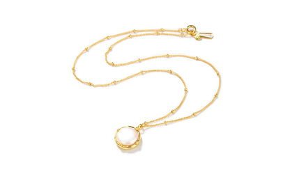 Baroque Button Pearl Necklace, 925 Silver, 18K Gold Plated