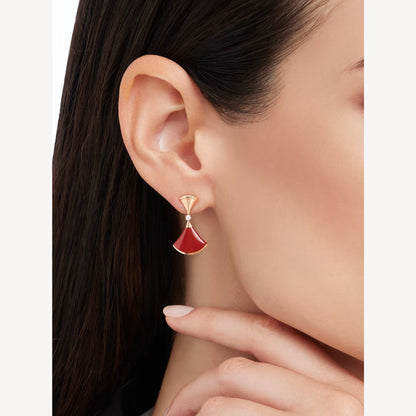 Divas’ Dream Earrings – 925 Silver, 18k Gold Plated with Red Agate