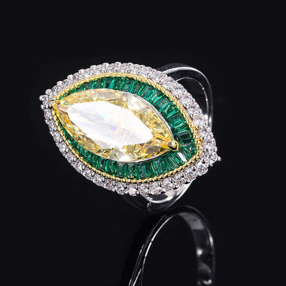 Tear Eye Diamond Ring, 925 Silver with Cubic Zirconia