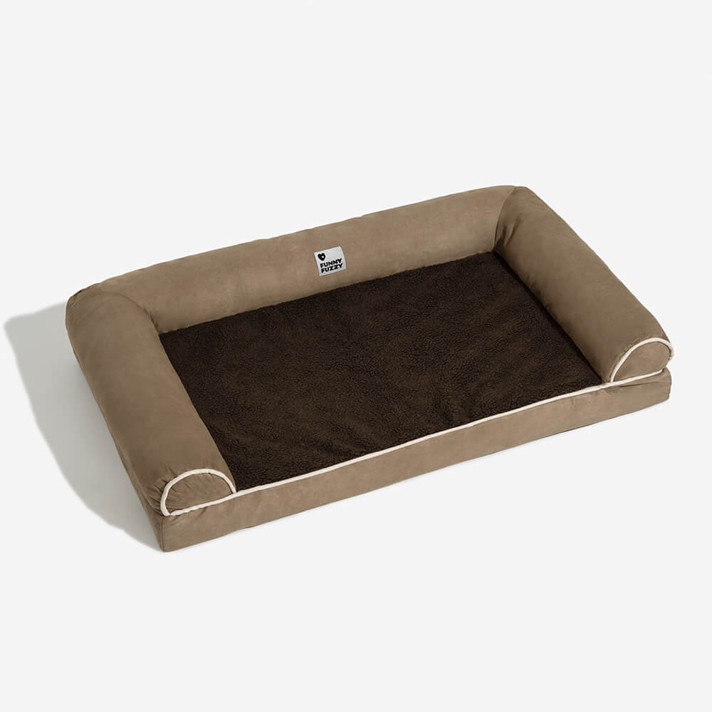 Full support faux fleece and suede orthopedic dog bed
